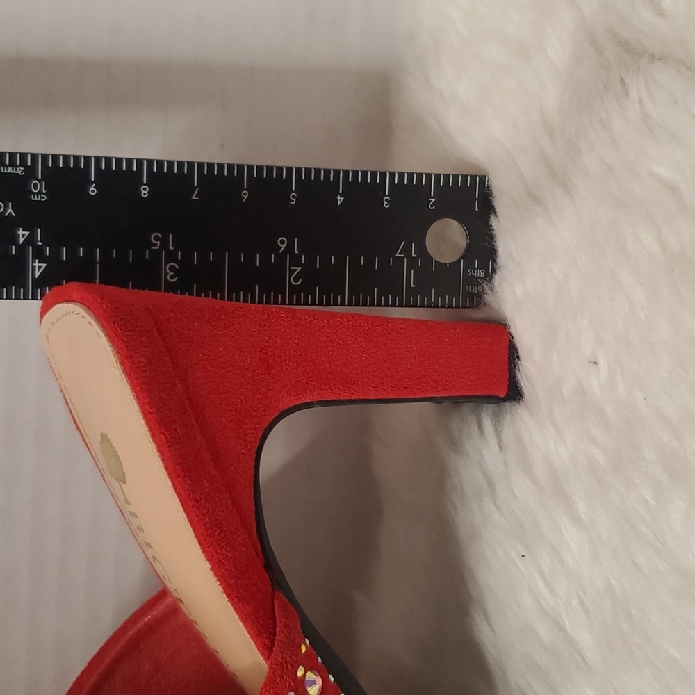 Big Tree Red Velvet Square Toe Diamond Studded 4-… - image 7